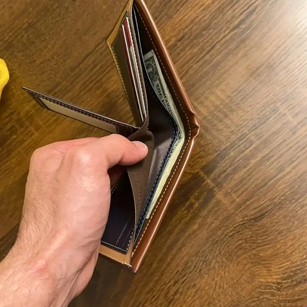 Retro Men's PU Leather Wallet - Perfect for Money and Credit Cards - Coffee